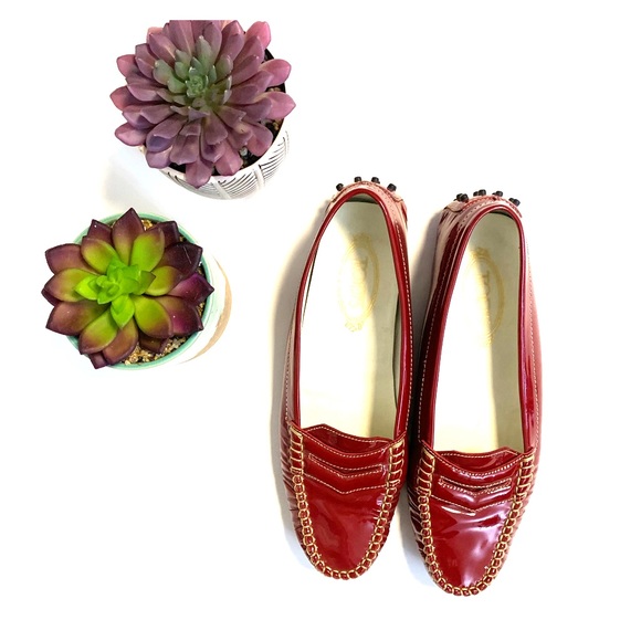 Tod's Shoes - Tod’s Red Patent Leather w Gold Stitching Divers